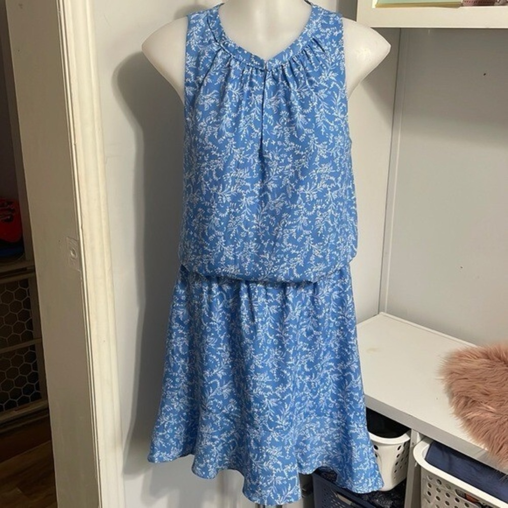 Joie Sabera Blue Floral Sleeveless Dress